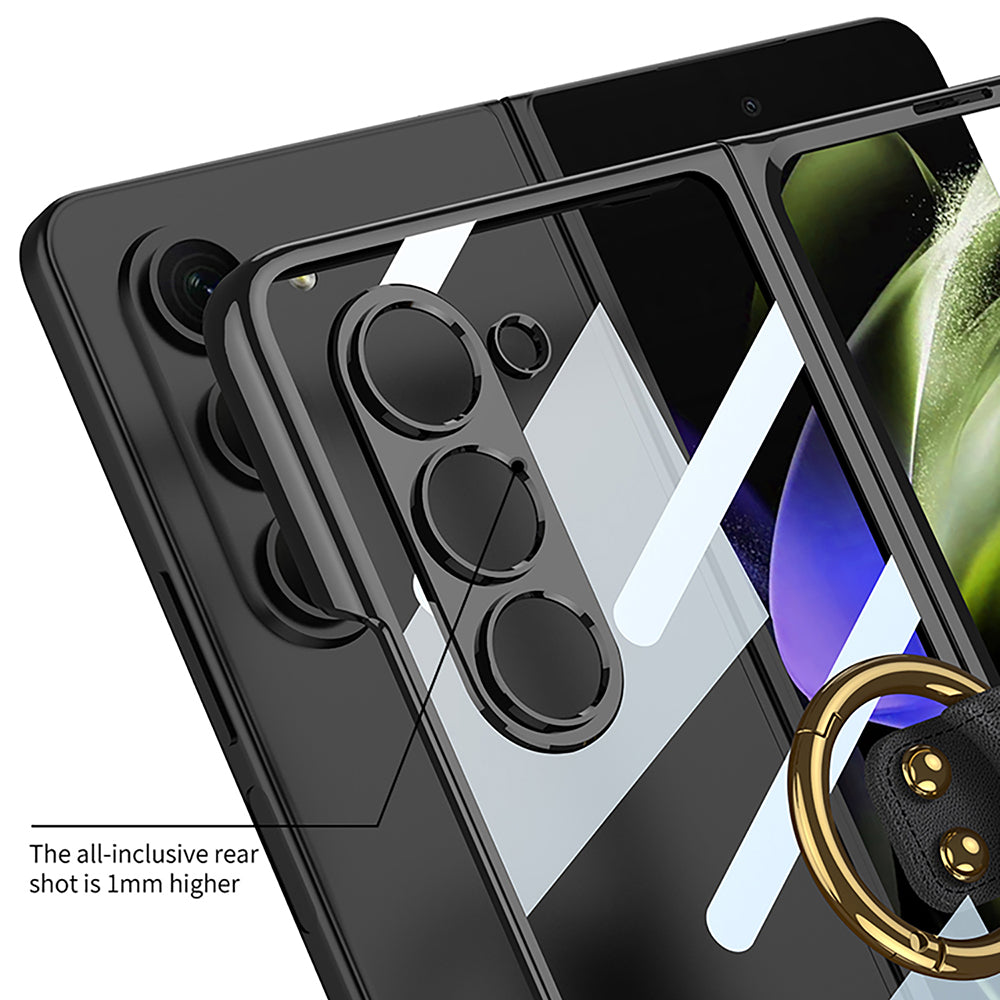 GKK For Samsung Galaxy Z Fold5 5G Hard PC Kickstand Phone Case Electroplating Clear Cover with Tempered Glass Film GKK For Samsung Galaxy Z Fold5 5G Hard PC Kickstand Phone Case Electroplating Clear Cover with Tempered Glass Film
